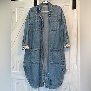 Anthropologie Pilcro XS Denim long jacket Shacket mid-calf coat like new worn 1X